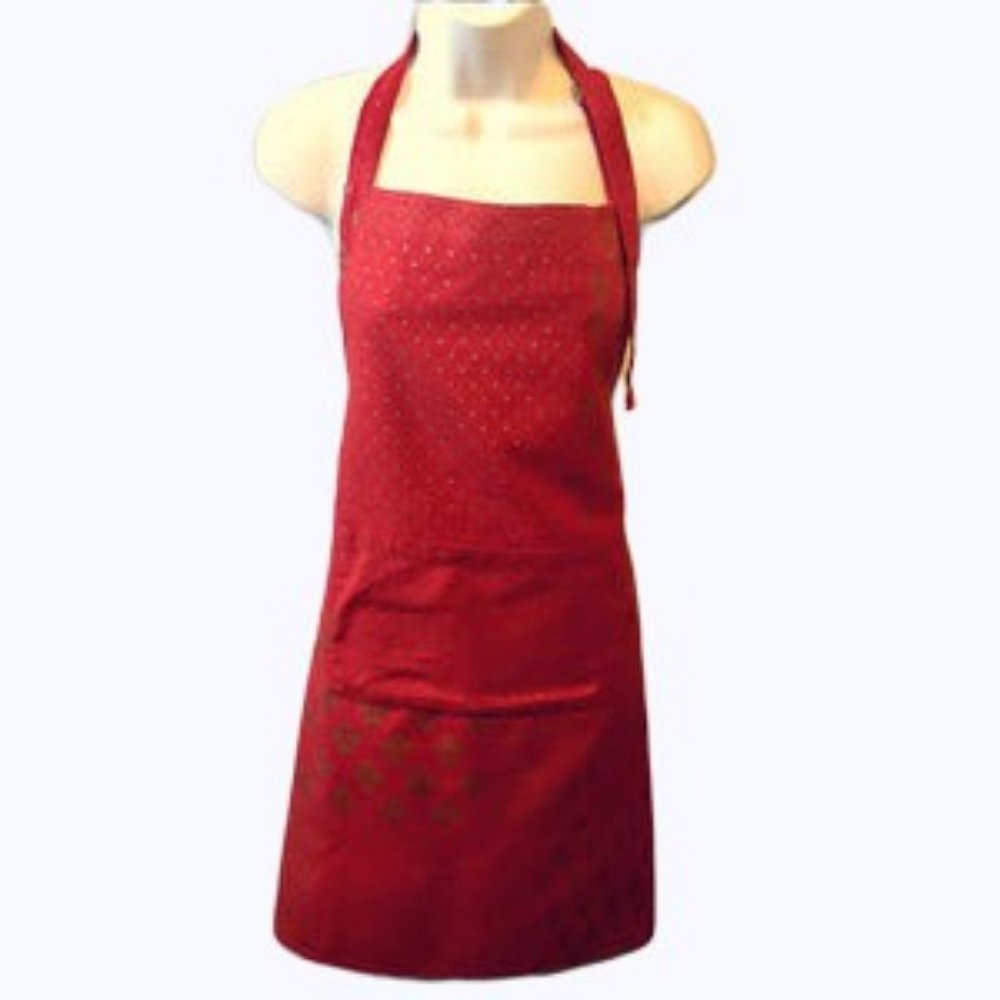 Cost Plus World Market Red Gold Bib Apron